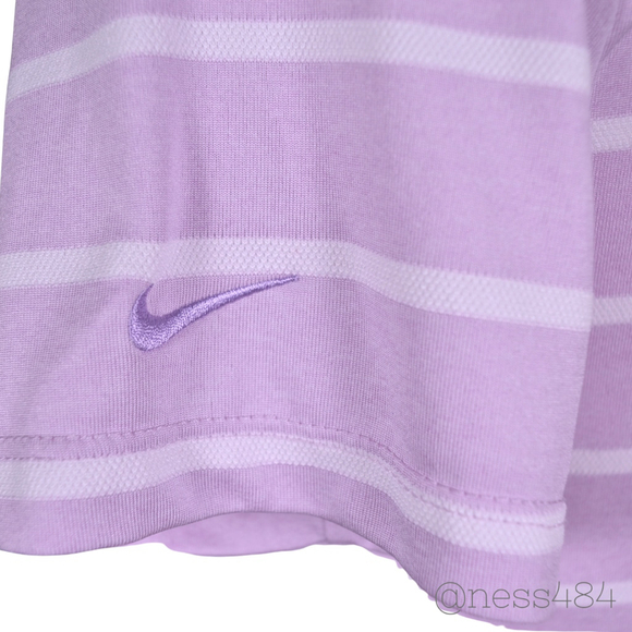 Women's Nike Polo Shirt Size S Purple Striped - Picture 4 of 5
